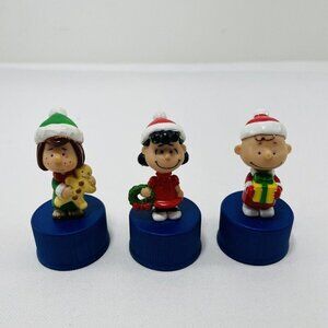 Pepsi Peanuts Snoopy Christmas Bottle Cap Charlie Brown Lucy Patty Figure Lot 3
